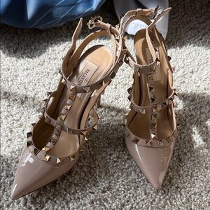 Valentino Women's Blush Patent Leather Studded Heels